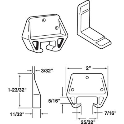 Prime-Line Drawer Track Guide Kit, 25/32 in. Plastic Construction, White Guide, 2 pk., R 7223-A