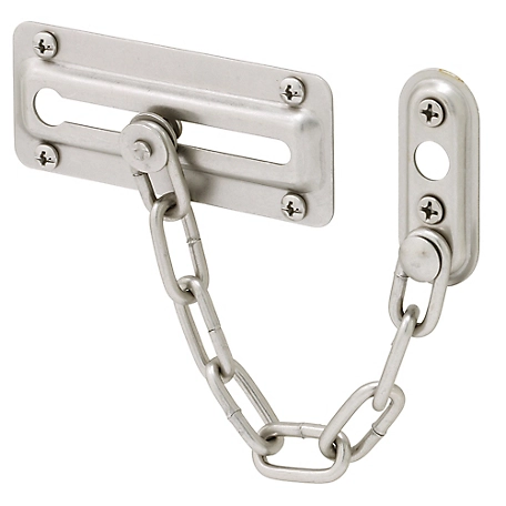 Prime-Line Door Guard with Steel Chain, Satin Nickel, U 10386