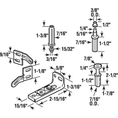 Image showing  Bi-Fold Door Hardware Repair Kit with Bottom Bracket, Top & Bottom Pivots & 2 Door Surface Aligners, N 7530