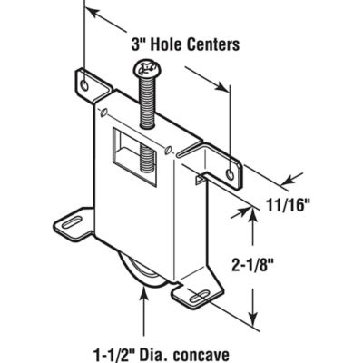 Image showing  Mirror Door Roller Assembly, 1-1/2 in., Steel Housing and Ball Bearings, Concave Plastic Wheel, N 6861