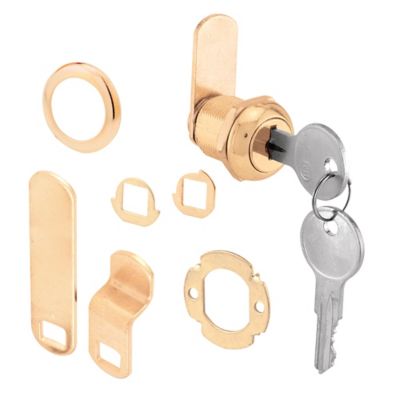 Prime-Line Drawer & Cabinet Lock, 5/8 in., Diecast Housing with Brass Finish, Fits on 5/16 in. Max Panel Thickness 1 Kit)