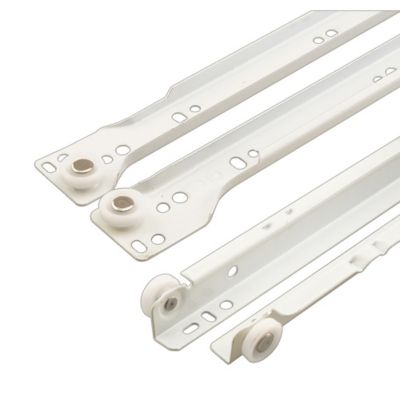 Prime-Line Steel and Plastic Self-Closing Drawer Slide Kit for Drawer Systems, 15-3/4 Inch Tracks, White, (1 Pair), R 7210