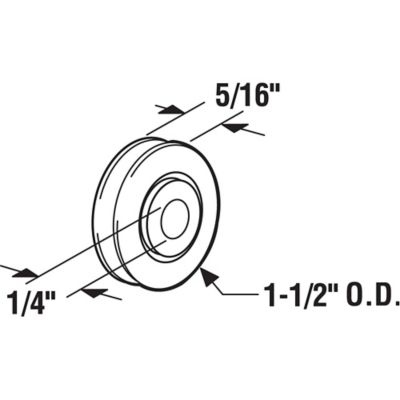 Image showing  1/4 in. Inside Diameter x 1-1/2 in. Outside Diameter Steel Unfinished Sliding Door Ball Bearing Roller, 2 pk.
