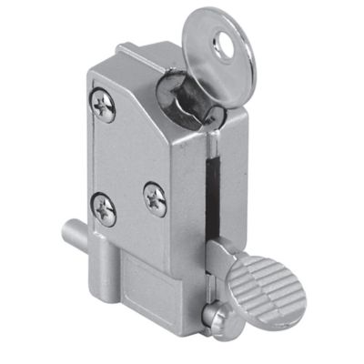 Prime-Line Sliding Door Lock, 5/8 in., Diecast with Hardened Steel Bolt, Aluminum, MP4046