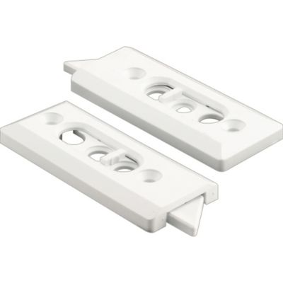 Prime-Line Tilt Latch Pair, White Plastic Construction, Spring-Loaded, 2-1/8 in. Hole Centers, 1 Pair, F 2728