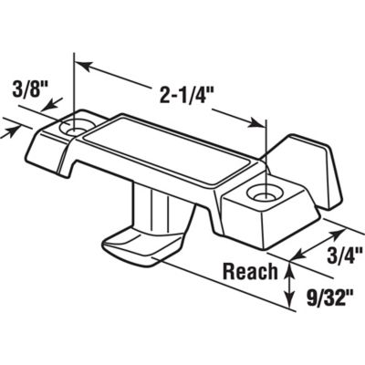 Image showing  Sash Lock, Deep Offset Latch, 9/32 in. Projection, Single and Double Hung Metal Windows, Diecast, White, F 2756