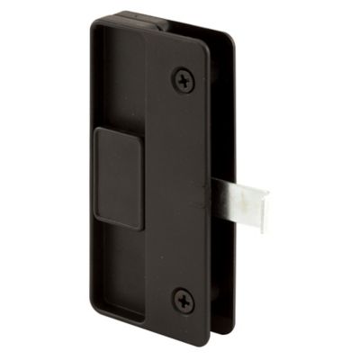 Prime-Line Sliding Screen Door Latch and Pull, 3 in. Hole Center, Black Plastic with Steel Latch, Mortise Install, A 177