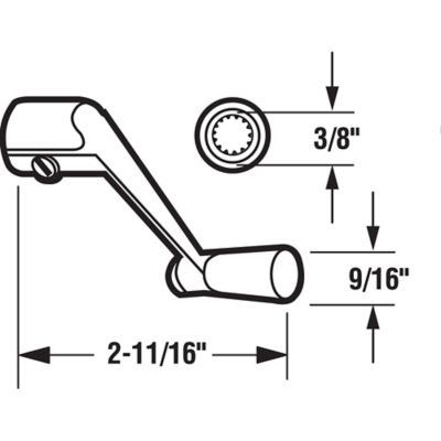 Image showing  3/8 in. Bore, White, Casement Operator Crank Handle, H 3713