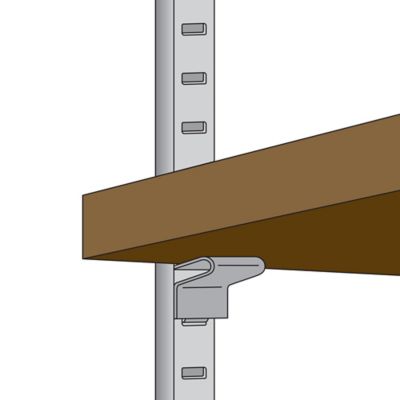 Image showing  0.75 x 0.53125 in. Nickel-Plated Metal Strip Lock Style Shelf Bracket, Knape and Vogt, 8 pk.