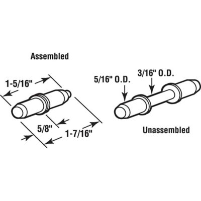 Image showing  1-7/16 in. White Nylon Storm Door Hinge Pin Kit with Pins and Bushings, K 5132