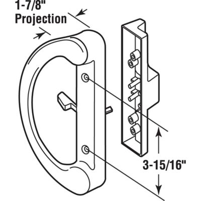 Image showing  Mortise Style Sliding Patio Door Handle Set, Tan Diecast, Non-Keyed, Fits 3-15/16 in. Hole Spacing, C 1343