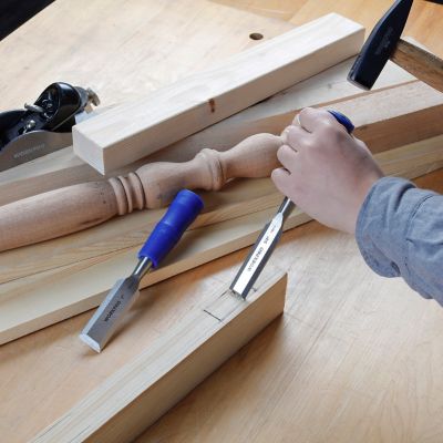 Image showing  Wood Chisel, 3/4 in. Wide Blade, Hardened and Tempered Steel, Steel Caps, Blade Guards, 1 pk., W043002