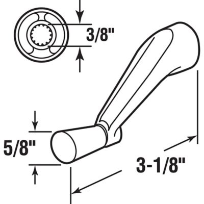Image showing  Spline Socket Crank Handle, Stone, Smooth 360-Degree Operation, H 3966