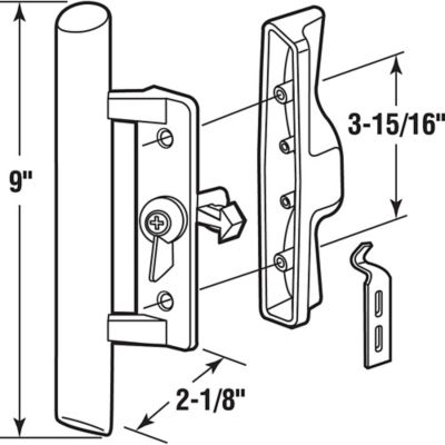 Image showing  3-15/16 in., Gray Diecast, Sliding Patio Door Handle with Wood Handle, C 1018