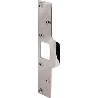 Prime-Line Maximum Security Latch Strike, 1-1/4 in. x 7-7/8 in., Steel, Chrome Plated, U 9476