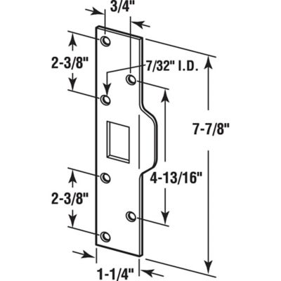 Image showing  Maximum Security Latch Strike, 1-1/4 in. x 7-7/8 in., Steel, Chrome Plated, U 9476