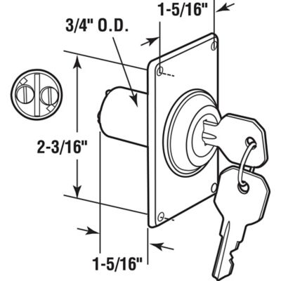 Image showing  Electric Key Switch, 3/4 in. Outside Diameter, Hard-wired, GD 52142