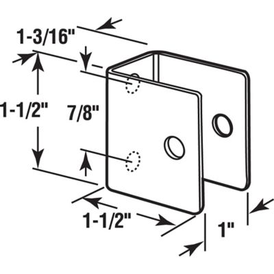 Image showing  U-Bracket, for 1 in. Panels, Stainless Steel, Satin Finish with Fasteners