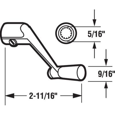 Image showing  5/16 in. Bore, White, Casement Operator Crank Handle, H 3712