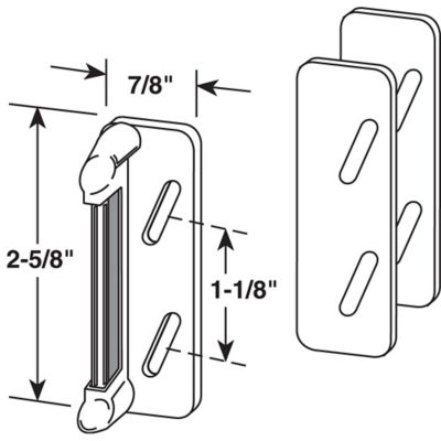 Image showing  Aluminum Painted White, Spring-Loaded Screen Door Strike Plate Set, K 5117