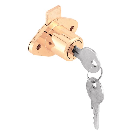 Drawer and Cabinet Lock, 7/8 in., Diecast, Brass Plated, Yale Keyway Drawer and Cabinet Lock, 7/8 in., Diecast, Brass Plated, Yale Keyway