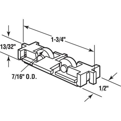Image showing  7/16 in. Nylon Rollers, Sliding Window Tandem Roller Assembly, Fits Milgard Windows, 2 pc.