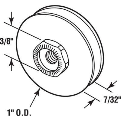 Image showing  Screen Door Roller, 1 in. Diameter, Nylon Construction, Center Groove, 2 pk., B 824