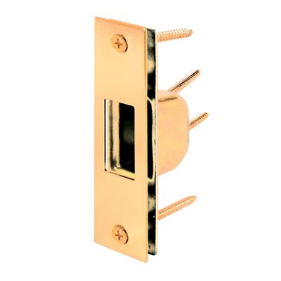 Prime-Line 4-7/8 in. Steel Brass Plated Armored Security Box Strike Plate for Hinged Doors, U 9539