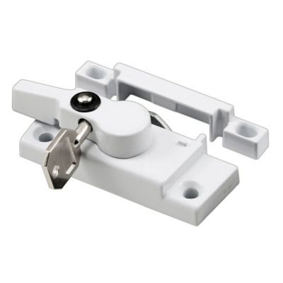 Prime-Line Keyed Child-Proof Sash Lock, 2-3/16 in. Hole Centers, Diecast Zinc, Painted White,, F 2624