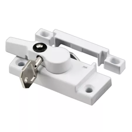 Prime-Line Child Resistant Keyed Window Sash Lock 2-3/16 in Hole Centers Die-Cast Zinc Painted White Chain Hoists