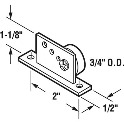 Image showing  3/4 in. Tub Enclosure Roller/Bracket Assembly, Oval Edge Tire, Steel Ball Bearings, Extruded Aluminum, 2 pc.