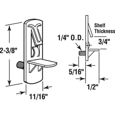 Image showing  Self-Locking Shelf Support Pegs, 1/4 in. Peg x 3/4 in. Shelf, Plastic, 4 pk., U 9398N