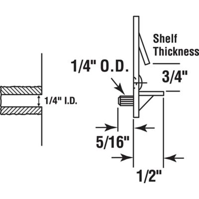 Image showing 5 th Prime-Line Self-Locking Shelf Support Pegs, 1/4 Peg x 3/4 in. Shelf, Plastic, 4 pk., U 9398N