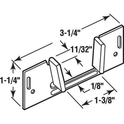 Image showing  Sliding Pocket Door Bottom Guide, 1-3/8 in. x 1-1/4 in., Steel with Plastic Guides, N 6566
