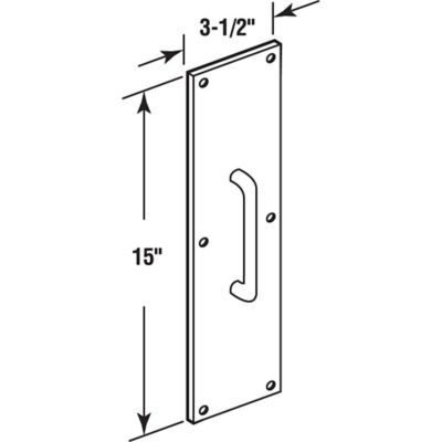 Image showing  Door Pull Plate with Handle, Satin Aluminum, 4 x 16 in., J 4715