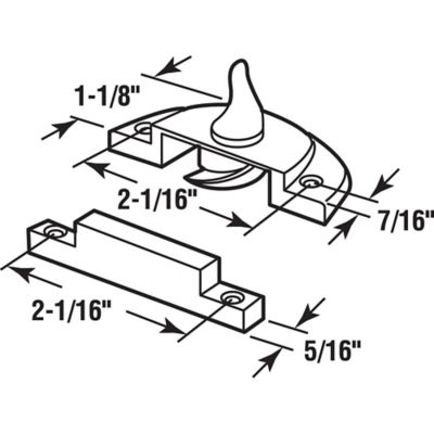 Image showing  Sash Lock, 2-1/16 in. Hole Centers, Fits Single and Double Hung Vinyl Windows, White