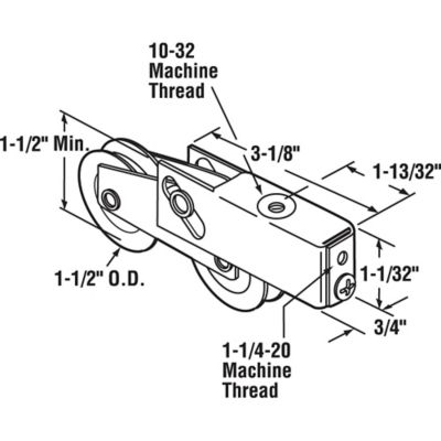 Image showing  1-1/2 in. Steel Ball Bearing Sliding Door Tandem Roller Assembly