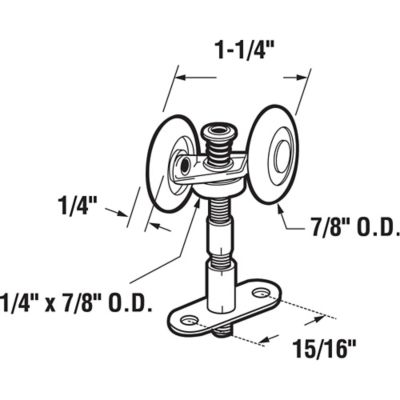 Image showing  7/8 in. Top Mount Bi-Fold Tandem Roller, Offset