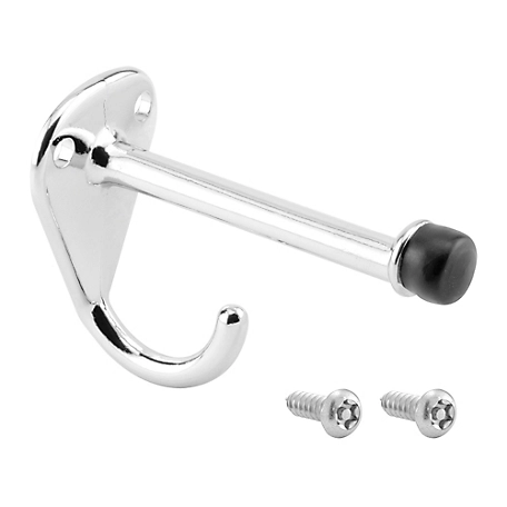 Prime-Line Hook and Bumper, 3-1/8 in. Projection, Chrome Plated Finish, Single pk., 656-6626-T