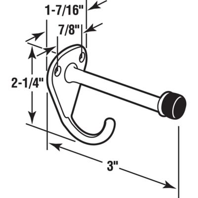 Image showing  Hook and Bumper, 3-1/8 in. Projection, Chrome Plated Finish, Single pk., 656-6626-T