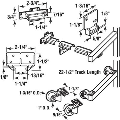 Image showing  Drawer Track Repair Kit, Metal Track, 22-1/2 in. Long, R 7125