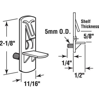 Image showing  Shelf Support Peg, Self-Locking, 5 mm., 5/8 in. Clear, 4 pk., U 9393