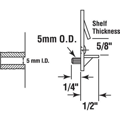 Image showing  Shelf Support Peg, Self-Locking, 5mm., 5/8 in. Clear, 4 pk., U 9393