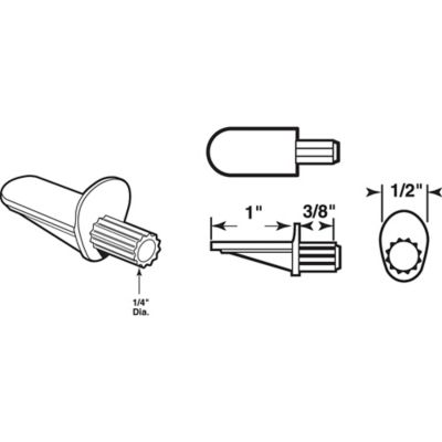 Image showing  1/4 in. Spoon Style Shelf Support Peg, 12 pk., U 9256