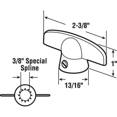 Image showing  3/8 in. Champagne Tee Handle Casement Operator, Andersen, 2 pk., H 3813