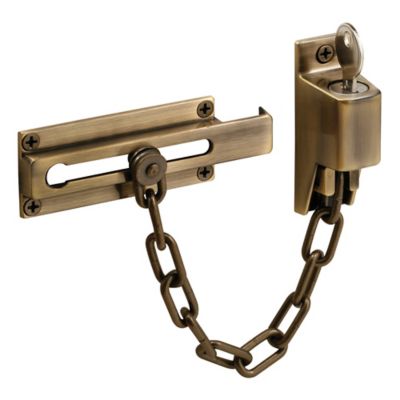 Prime-Line Steel Antique Brass Keyed Chain Door Guard, U 9914