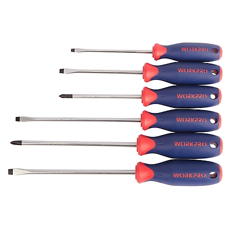 Prime-Line Screwdriver Set, Chrome-Vanadium Blades with Magnetic Tips and Plastic Grips, 6 pk., W000800