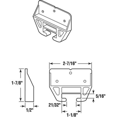 Image showing  21/32 in. x 1-1/8 in., White Drawer Guide Kit, 2 pk., R 7221