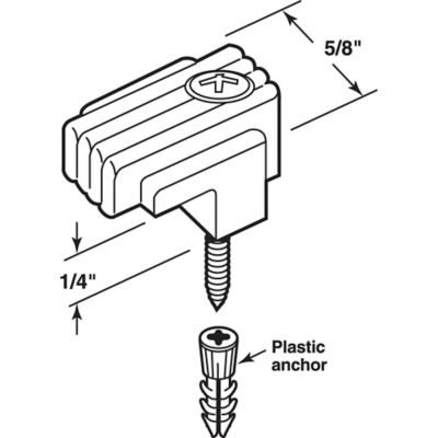 Image showing  Mirror Clip, 1/4 in. Offset, Plastic, Clear, Includes Installation Fasteners, 50 pk., MP9003