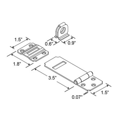 Image showing  Safety Hasp, 3-1/2 in., Steel Construction, Zinc Plated Finish, Fixed, MP5057